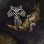 Аватар Кот сидит на луне, художница Лиран Шейман