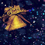 Аватар Золотой колокольчик на фоне мерцающих огоньков (Merry Christmas / Счастливого Рождества)