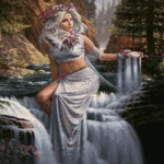 Аватар Девушка среди водопада