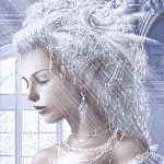 Аватар Девушка с белыми волнистыми волосами в замке в лучах света