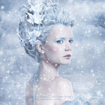 Аватар Снежная Королева с белыми листьями в волосах под снегом