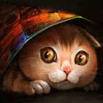 Аватар Испуганный кот спрятался под газетой