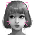 Аватар Девушка с подрисованными кошачьими ушками и усиками
