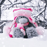 Аватар Мишка Тедди в шапке на снегу