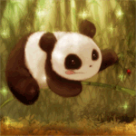 Аватар Панда пытается поймать божью коровку, сидя на ветке бамбука