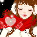 Аватар Девушка в красном шарфике, перчатках и меховых наушниках