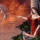 Аватар Девушка на балконе протягивает руку дракону
